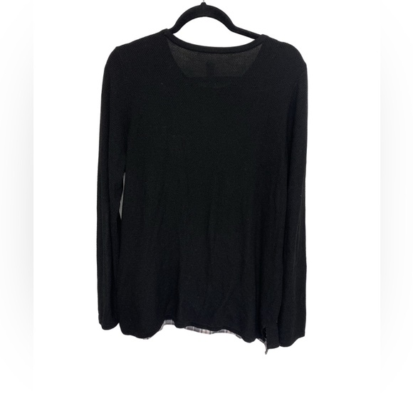 Design Lab Lord & Taylor Black Knit Top with Plaid Ruffle Hem - Large - Picture 3 of 5